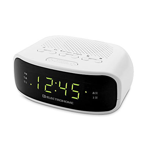 ELECTROHOME DIGITAL AM/FM CLOCK RADIO WITH BATTERY BACKUP, DUAL ALARM, SLEEP & SNOOZE FUNCTIONS, DISPLAY DIMMING OPTION (EAAC201)