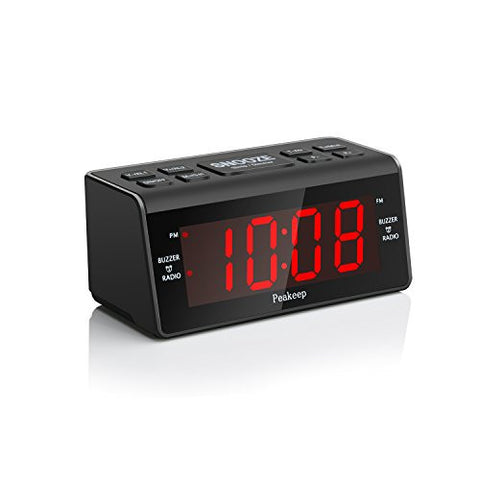 PEAKEEP LITTLE DIGITAL FM RADIO DUAL ALARM CLOCK WITH SNOOZE AND SLEEP TIMER, LARGE DISPLAY WITH 2 DIMMER