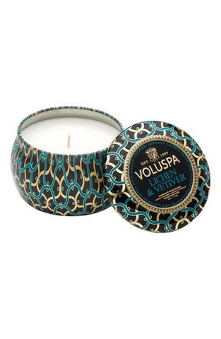 MAISON NOIR - LICHEN & VETIVER PETITE DECORATIVE TIN CANDLE
