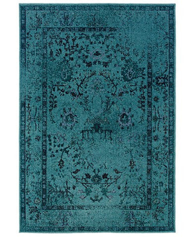 ORIENTAL WEAVERS AREA RUG, REVAMP REV7550H TURQUOISE 110" X 76" RUNNER RUG