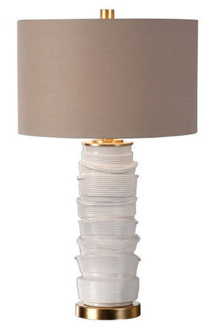STACKED ROPE GLOSS CERAMIC TABLE LAMP