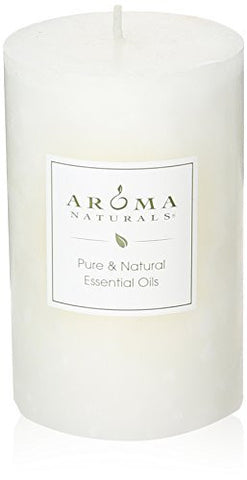 AROMA NATURALS PATCHOULI AND FRANKINCENSE ESSENTIAL OIL WHITE SCENTED PILLAR CANDLE, MEDITATION