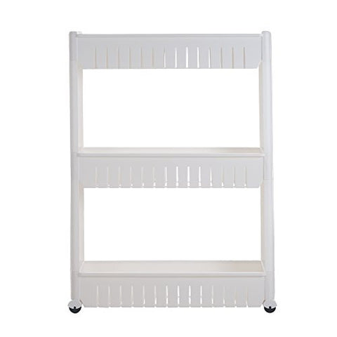 MOBILE SHELVING UNIT ORGANIZER WITH 3 LARGE STORAGE BASKETS, SLIM SLIDE OUT PANTRY STORAGE RACK FOR NARROW SPACES BY EVERYDAY HOME