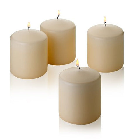 FRENCH VANILLA PILLAR SCENTED CANDLES 3" TALL X 3" WIDE SET OF 4