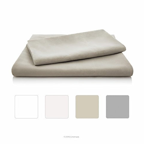 LINENSPA BRUSHED MICROFIBER ULTRA SOFT BED SHEET SET - WRINKLE RESISTANT - QUEEN PILLOWCASES - SET OF 2 - SAND