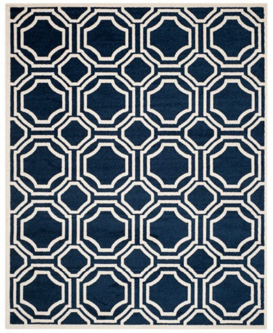 SAFAVIEH AMHERST INDOOR/OUTDOOR AMT411P NAVY/IVORY 4 X 6 AREA RUG