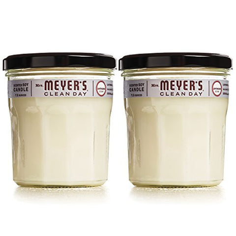 MRS MEYERS SOY CANDLE LARGE, LAVENDER, 7.2 OUNCE (PACK OF 2)