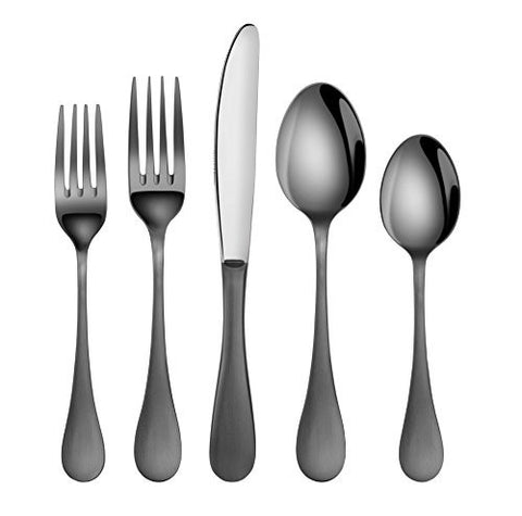 ARTASTE 56945 RAIN 18/10 STAINLESS STEEL FLATWARE 20-PIECE SET, BLACK FINISHED, SERVICE FOR 4