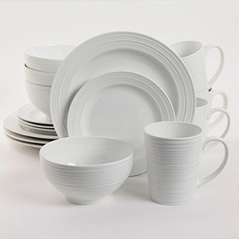 GIBSON HOME 16 PIECE AMELIA COURT DINNERWARE SET, WHITE