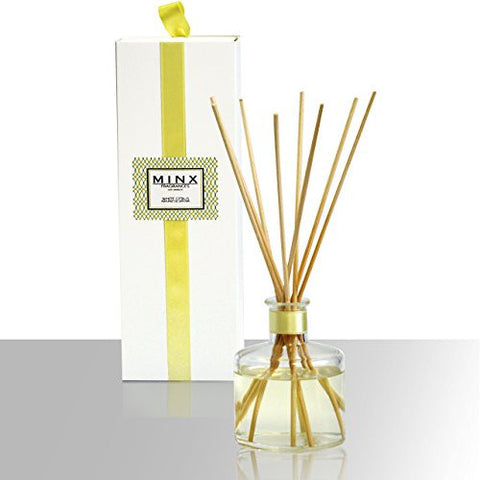 MINX FRAGRANCES CITRUS SCENTED OIL REED DIFFUSER, SANDALWOOD AND AMBER, WHITE