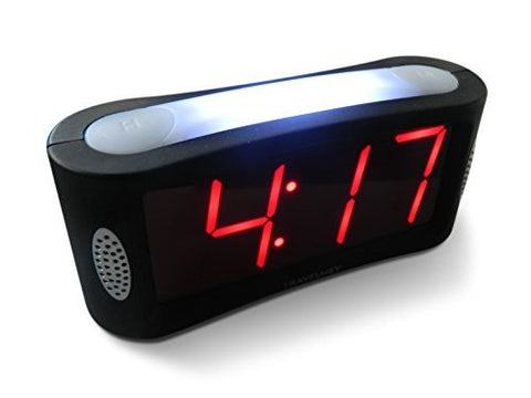 TRAVELWEY LED DIGITAL ALARM CLOCK - NO FRILLS SIMPLE OPERATION, LARGE NIGHT LIGHT, ALARM, SNOOZE, BRIGHTNESS DIMMER, 1.8 INCH RED DIGITS, BLACK