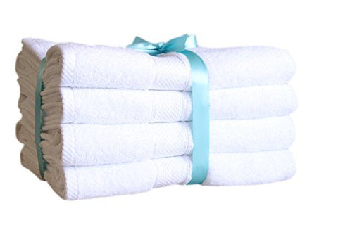 PREMIUM BAMBOO COTTON BATH TOWELS - NATURAL, ULTRA ABSORBENT AND ECO-FRIENDLY 30" X 52" (GIFT SET OF 4) (WHITE)