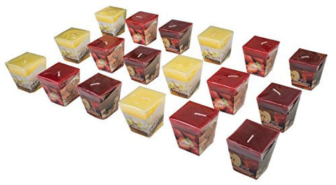 ALL2SHOP SCENTED VOTIVE CANDLES - 18PCS - DECORATIVE HOME AROMATHERAPY FRAGRANCE SET WITH 3 DIFFERENT SCENTS APPLE-CINNAMON VANILLA STRAWBERRY
