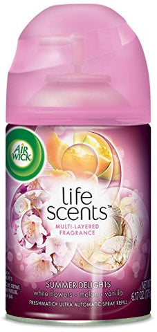 AIR WICK FRESHMATIC AUTOMATIC SPRAY REFILL AIR FRESHENER, LIFE SCENTS WHITE FLOWERS, MELON & VANILLA, 1 REFILL, 6.17OZ