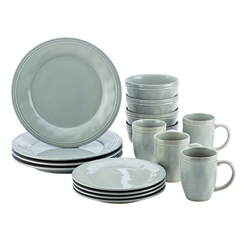 RACHAEL RAY(R) CUCINA DINNERWARE 16-PIECE STONEWARE DINNERWARE SET, SEA SALT GREY