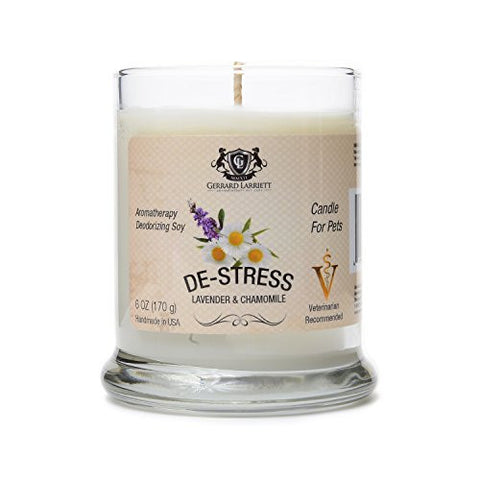 LAVENDER & CHAMOMILE AROMATHERAPY DEODORIZING SOY CANDLE FOR PETS, PET ODOR ELIMINATOR & ANIMAL LOVER GIFT - 6 OZ (170 G)