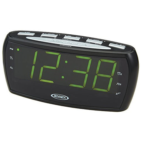 JENSEN JCR-208A AM/FM ALARM CLOCK RADIO WITH 1.8-INCH GREEN LED DISPLAY