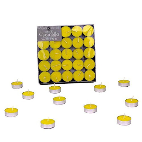 HOSLEY SET OF 50, HIGHLY SCENTED CITRONELLA, SAGE, LEMONGRASS & ROSEMARY MINT BLEND, TEA LIGHT CANDLES. USE INSTEAD OF VOTIVES. PERFECT GIFT FOR HOME, PATIO, GARDENS, OUTDOORS, WEDDINGS, PARTIES