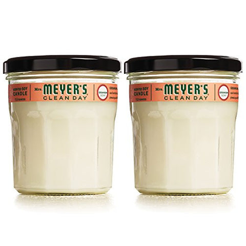 MRS MEYERS SOY CANDLE LARGE, GERANIUM, 7.2 OUNCE (PACK OF 2)