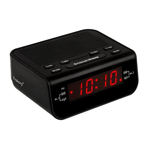 PEAKEEP LITTLE DIGITAL FM ALARM CLOCK RADIO WITH DUAL ALARM, SNOOZE, SLEEP TIMER AND BATTERY BACKUP