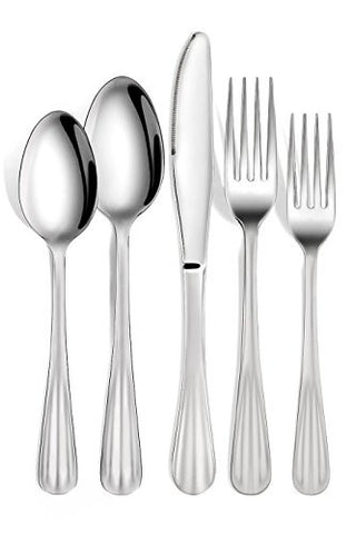 SMART-HOME 20-PIECE FLATWARE SET, 18/10 STAINLESS STEEL, MIRROR POLISHED LUXURY DESIGN, RESTAURANT & HOTEL QUALITY, CUTLERY SERVICE FOR 4