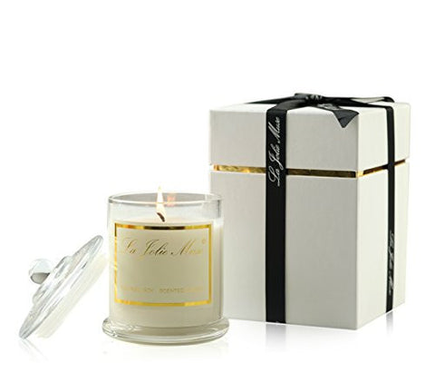 PLUMERIA SCENTED CANDLES 100% SOY WAX GLASS JAR, 55 HOURS BURN, FINE HOME FRAGRANCE GIFTS