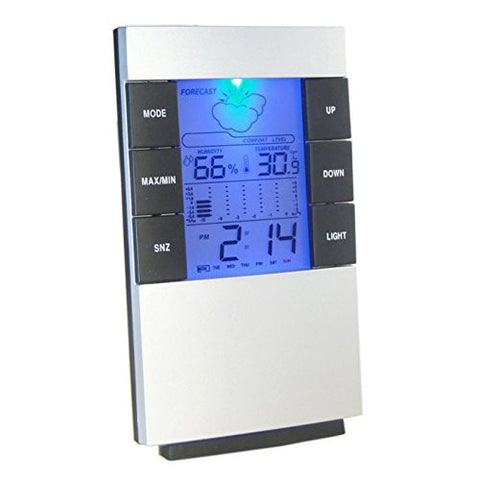 BOBOAI DIGITAL CLOCK LCD DISPLAY DESKTOP TEMPERATURE HUMIDITY MONITOR METER WITH DATE ALARM CLOCK WEATHER STATION