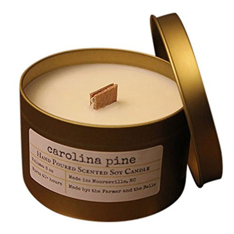 SCENTED CANDLES SOY WAX AROMATHERAPY WOODWICK CANDLES MADE IN USA (6 OZ. TIN, CAROLINA PINE)