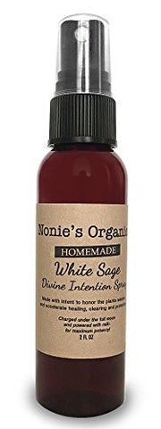 HOMEMADE WHITE SAGE DIVINE INTENTION SPRAY: SMOKELESS BODY, ROOM AND OBJECT WHITE SAGE SMUDGE SPRAY (2 FL OZ)