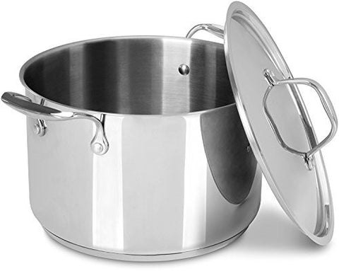 6 QUART PREMIUM STAINLESS STEEL STOCK POT WITH LID - INDUCTION COMPATIBLE - MULTIPURPOSE USE FOR HOME KITCHEN OR RESTAURANT - CHEF’S CHOICE - BY UTOPIA KITCHEN