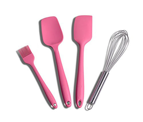 STYLISH 4-PIECE KITCHEN UTENSIL SET - PREMIUM SILICONE & STAINLESS STEEL - BAKING, COOKING, HOUSEWARMING GIFT