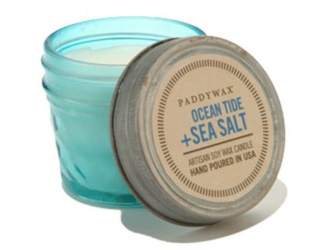 PADDYWAX CANDLES RELISH JAR COLLECTION CANDLE, 3-OUNCE, AQUA OCEAN TIDE AND SEA SALT