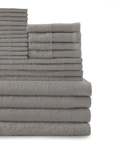 BALTIC LINEN COMPANY MULTI COUNT 100-PERCENT COTTON COMPLETE 24-PIECE TOWEL SET, GRAPHITE GREY