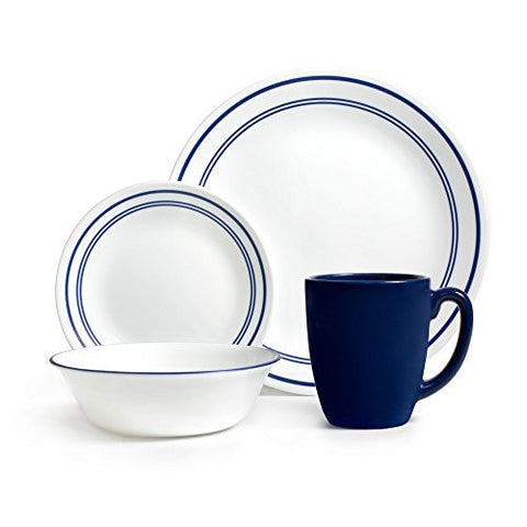CORELLE LIVINGWARE 16-PIECE DINNERWARE SET, CLASSIC CAFE BLUE, SERVICE FOR 4
