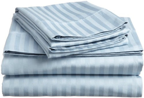 FULL SIZE 1500 THREAD COUNT STRIPED SHEET SET, LIGHT BLUE