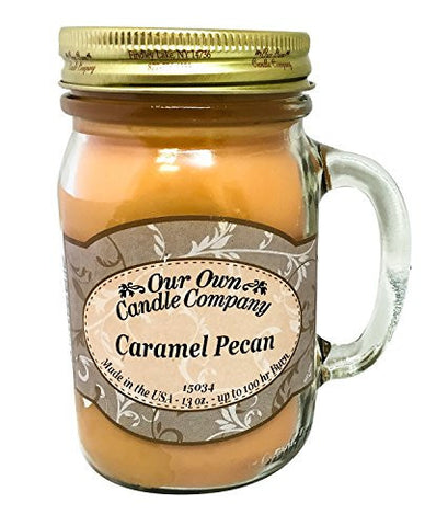 CARAMEL PECAN SCENTED 13 OUNCE MASON JAR CANDLE BY OUR OWN CANDLE COMPANY