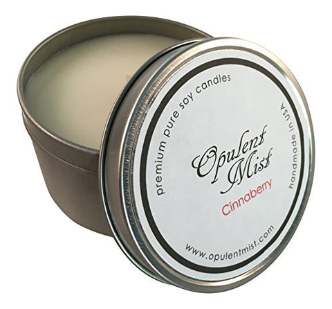 CLEARANCE! MOTHER'S DAY SCENTED CANDLE CINNABERRY BY OPULENT MIST PREMIUM WHITE NATURAL SOY WAX CANDLES 8OZ CINNAMON & BAYBERRY HAND MADE IN USA QUALITY ESSENTIAL OIL. STYLISHLY GIFT BOXED FOR MOM.