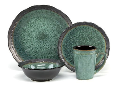 CUISINART STONEWARE JENNA GREEN COLLECTION 16-PIECE DINNERWARE SETS