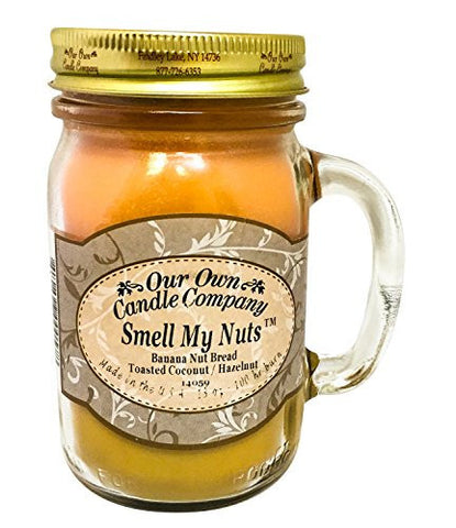 OUR OWN CANDLE COMPANY SMELL MY NUTS SCENTED MASON JAR CANDLE, 13 OZ.