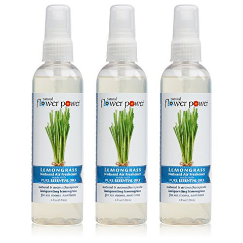 NATURAL FLOWER POWER - NATURAL AIR FRESHENER, LEMONGRASS, 4 OUNCE (PACK OF 3)