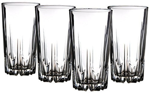 PALAIS GLASSWARE 'DIAMANT' COLLECTION; HIGH QUALITY DIAMOND CUT GLASS SET (SET OF 4 - 15 OZ. HIGHBALL)