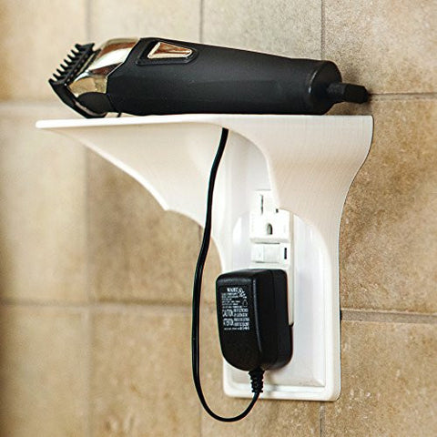POWER PERCH - 1PACK (WHITE) - THE ULTIMATE SHELF FOR YOUR HOME - WORKS WITH VERTICAL SINGLE OUTLETS - NO ADDITIONAL HARDWARE REQUIRED WITH DAMAGE FREE INSTALLATION