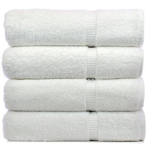 LUXURY HOTEL & SPA BATH TOWEL 100% GENUINE TURKISH COTTON, 27" X 54" ,SET OF 4,WHITE
