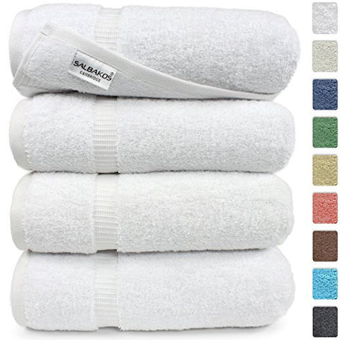 TURKISH LUXURY HOTEL & SPA COLLECTION 27"X54" BATH TOWELS TURKISH COTTON ORGANIC AND ECO FRIENDLY (SET OF 4, WHITE)