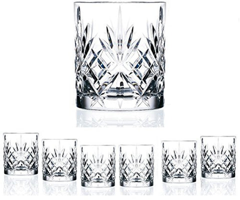 SET OF 6 HIGH QUALITY DOUBLE OLD FASHIONED CRYSTAL GLASSWARE SET, PERFECT FOR SERVING SCOTCH, WHISKEY OR MIXED DRINKS (SET OF 6 - 9 OZ DOF GLASSES)