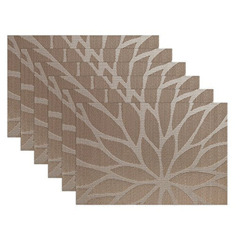 SICOHOME PLACEMATS,SET OF 6,DINING ROOM PLACEMATS FOR TABLE WOVEN VINYL KITCHEN PLACEMATS(BROWN)