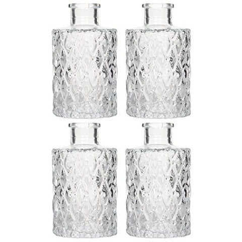 HOSLEY'S SET OF 4 GLASS DIFFUSER BOTTLES - 4" HIGH. PREMIUM HEAVY QUALITY. IDEAL FOR USE WITH ESSENTIAL OILS, HOSLEY REPLACEMENT DIFFUSERS & HOSLEY REED STICKS, DIY, CRAFTS