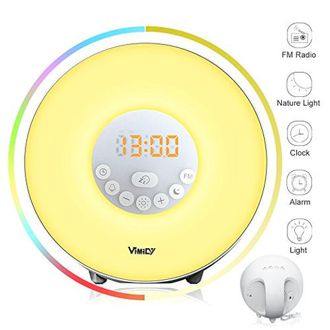 WAKE UP LIGHT 2017 NEWEST VERSION WAKE-UP LIGHT COLORED SUNRISE ALARM CLOCK WITH SMART SNOOZE FUNCTION, NATURE SOUNDS, FM RADIO - TOUCH CONTROL WITH USB CHARGER