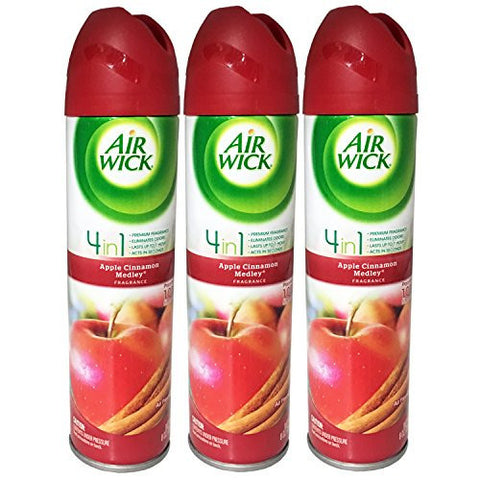 AIR WICK AEROSOL ROOM SPRAY AIR FRESHENER, APPLE CINNAMON MEDLEY, 8 OUNCE, PACK OF 3