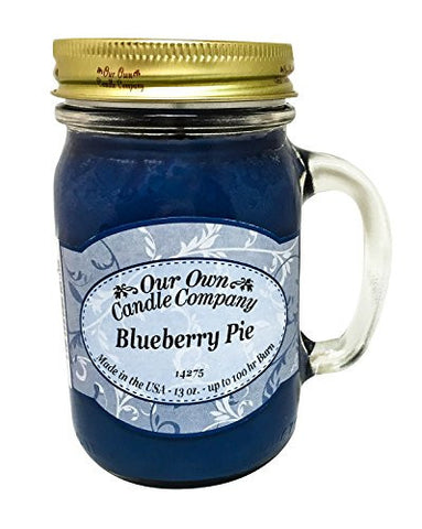 BLUEBERRY PIE SCENTED 13 OUNCE MASON JAR CANDLE BY OUR OWN CANDLE COMPANY